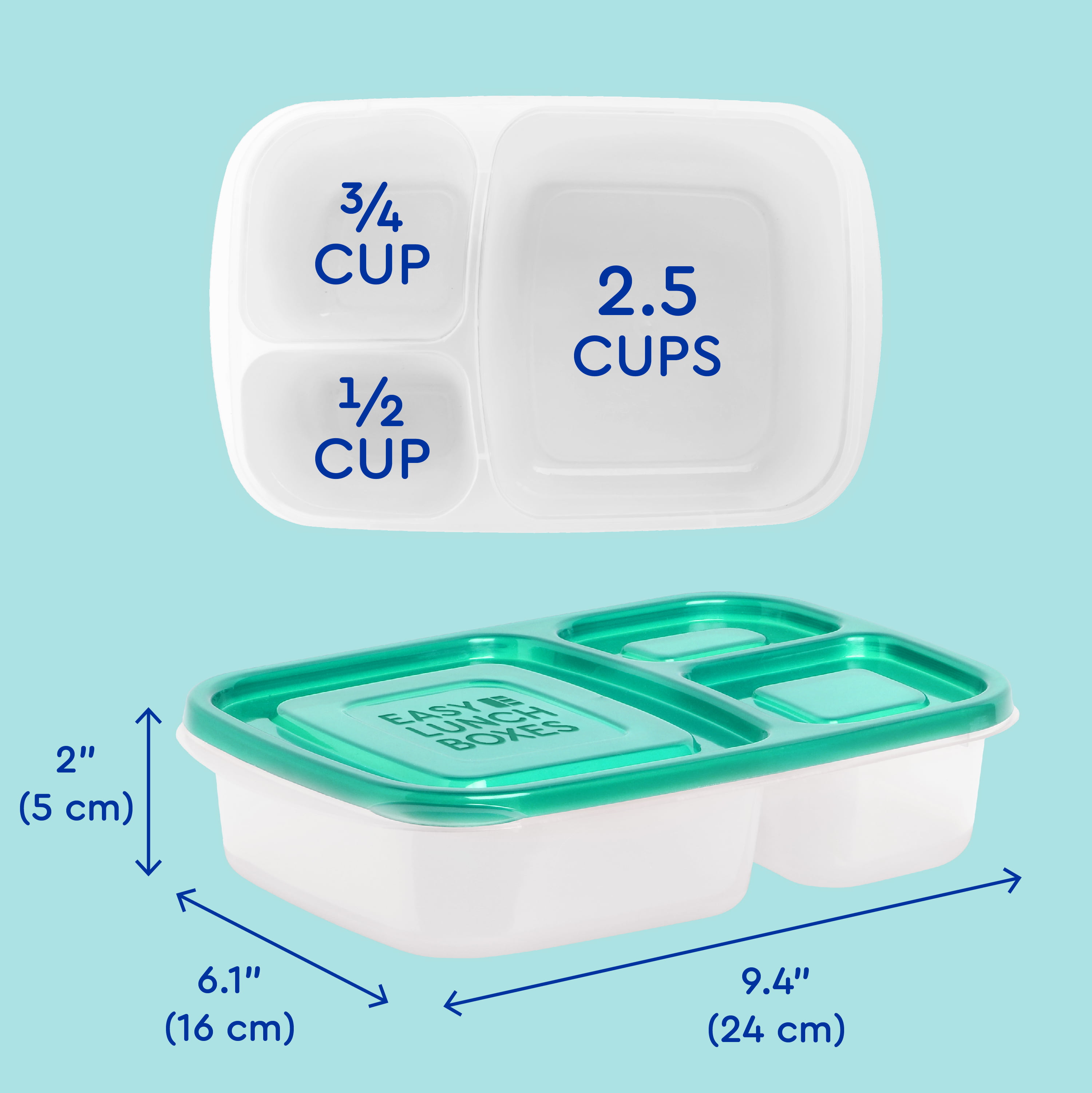 EasyLunchboxes ELB5-snack Snack Box Food Containers, 4-Compartment, Set of  3