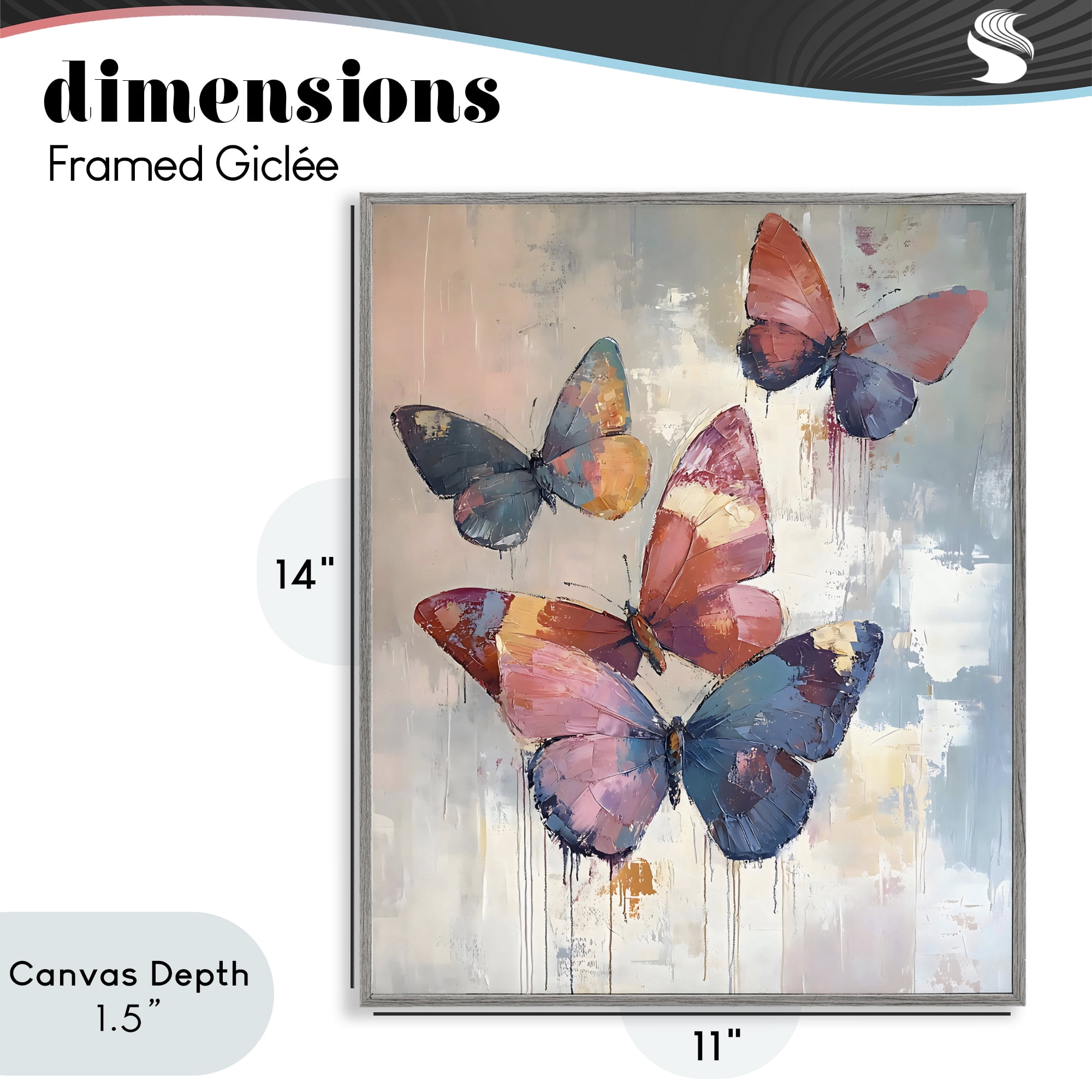 Stupell Industries Butterfly Beauty in Flight Gray Framed Giclee Art, design by Creative Studio