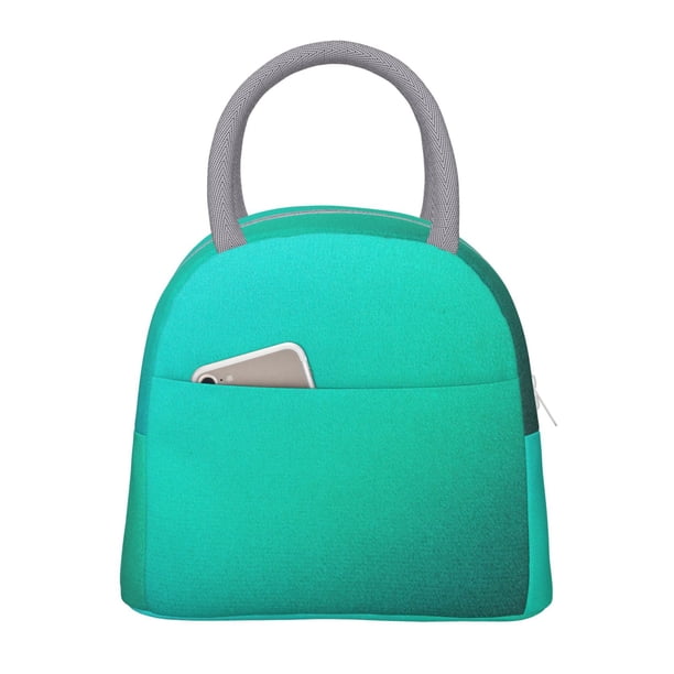 Fotbe Turquoise Light Blue Bolsa de Almuerzo con Estampado, Lonchera Aislada, Contenedor de Comida Reutilizable Tipo Cooler a Prueba de Fugas