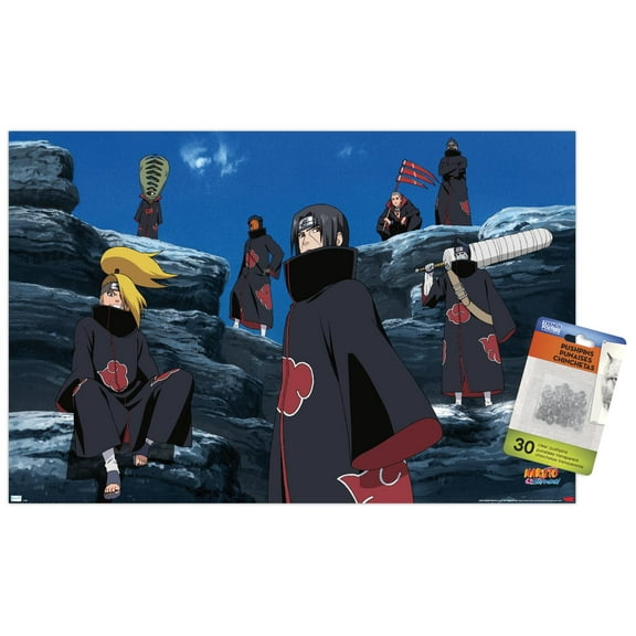 Naruto Shippuden - Akatsuki Wall Poster with Push Pins, 14.725" x 22.375"