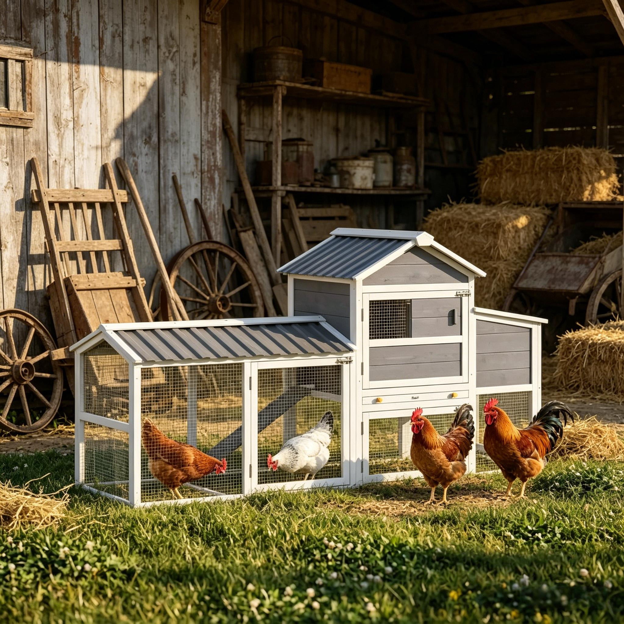 Pet Cage, Backyard Chicken Coop, Large Chicken Coop with Stable Wheels