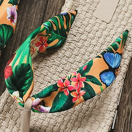 

NECHOLOGY Flip Flops Sandals for Women Bottom Cloth Flip Summer Bohemian Women s Rubber And Flops Yoga Flip Flops Women Size 12 Yellow 7.5