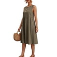 thumbnail image 5 of FAIWAD Linen Dress Women Sleeveless Loose Summer Knee Length Sundresses Plus Size Casual Beach Dress with Pockets, 5 of 9