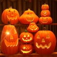 thumbnail image 3 of Mskk Pumpkin Lights Halloween Decoration, Orange LED Glowing Pumpkins, Halloween Decorative Ornaments for Indoor Mantel, Tabletop, and Home Party, 3 of 7