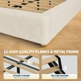 thumbnail image 5 of IdealHouse Twin Size Teddy Fleece Low Profile Cloud Bed Frame, Upholstered Platform, Solid Wood Legs, No Box Spring, Noise-Free, Easy Assembly, Cream, 5 of 8