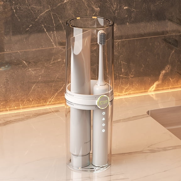 Rkxzt Storage Box Travel Toothbrush Cup with Lid and Mouthwash Holder for Couples, 2-Pack Dental Hygiene Kit Home Storage|Plastic,Gray