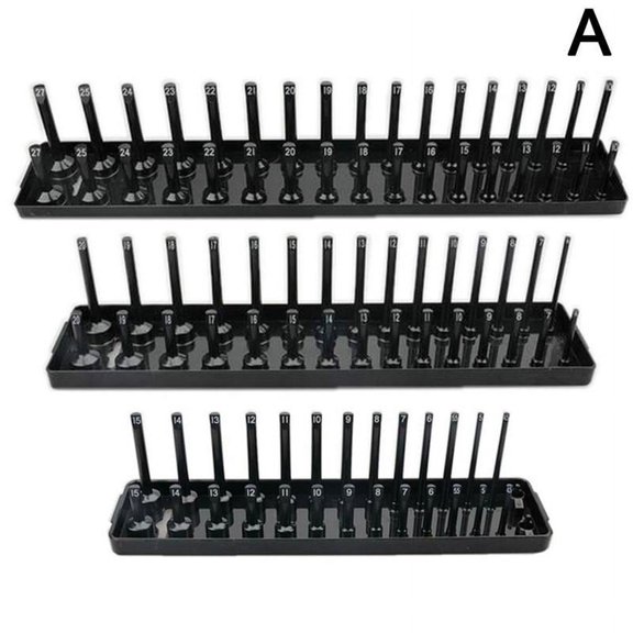 Plastic Socket Tray Organizer, 3 Sizes 1/2", 3/8", 1/4", Garage and Workshop Storage
