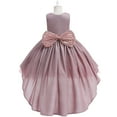 thumbnail image 5 of Herrnalise Toddler Girls Color Net Yarn Shiny Bowknot Birthday Party Gown Kids Floor-length Princess Dresses clearance under $10, 5 of 5