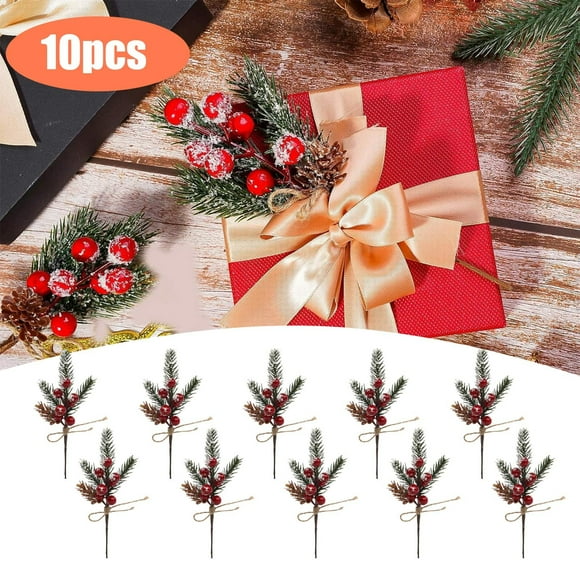 Meitianfacai Christmas Branches Artificial Christmas Branches DIY Crafts Faux Christmas Branches For Xmas Indoor Outdoor Home Decor 10pcs Combination Package, Green