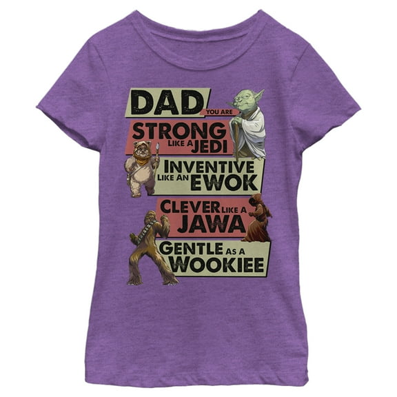 Girl's Star Wars Dad You are Strong Inventive Clever Gentle Graphic Tee Purple Berry Large