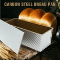 thumbnail image 4 of 2.2lb Silver Loaf Pan with Lid, Non-Stick Corrugated Bread Toast Box Mold with Cover, 1000g Bread Pan for Baking Bread, 4 of 7