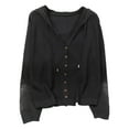 thumbnail image 2 of SEAOPEN Women's Hooded Cardigan Sweaters Fall Knit Coatigan Trendy Open Front Sweater Coat Black XL, 2 of 7