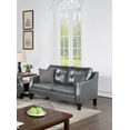 thumbnail image 3 of Contemporary 2pc Sofa Set Gel Leatherette Sofa Loveseat Gray Tufted Couch Pillows Living Room Furniture, 3 of 8