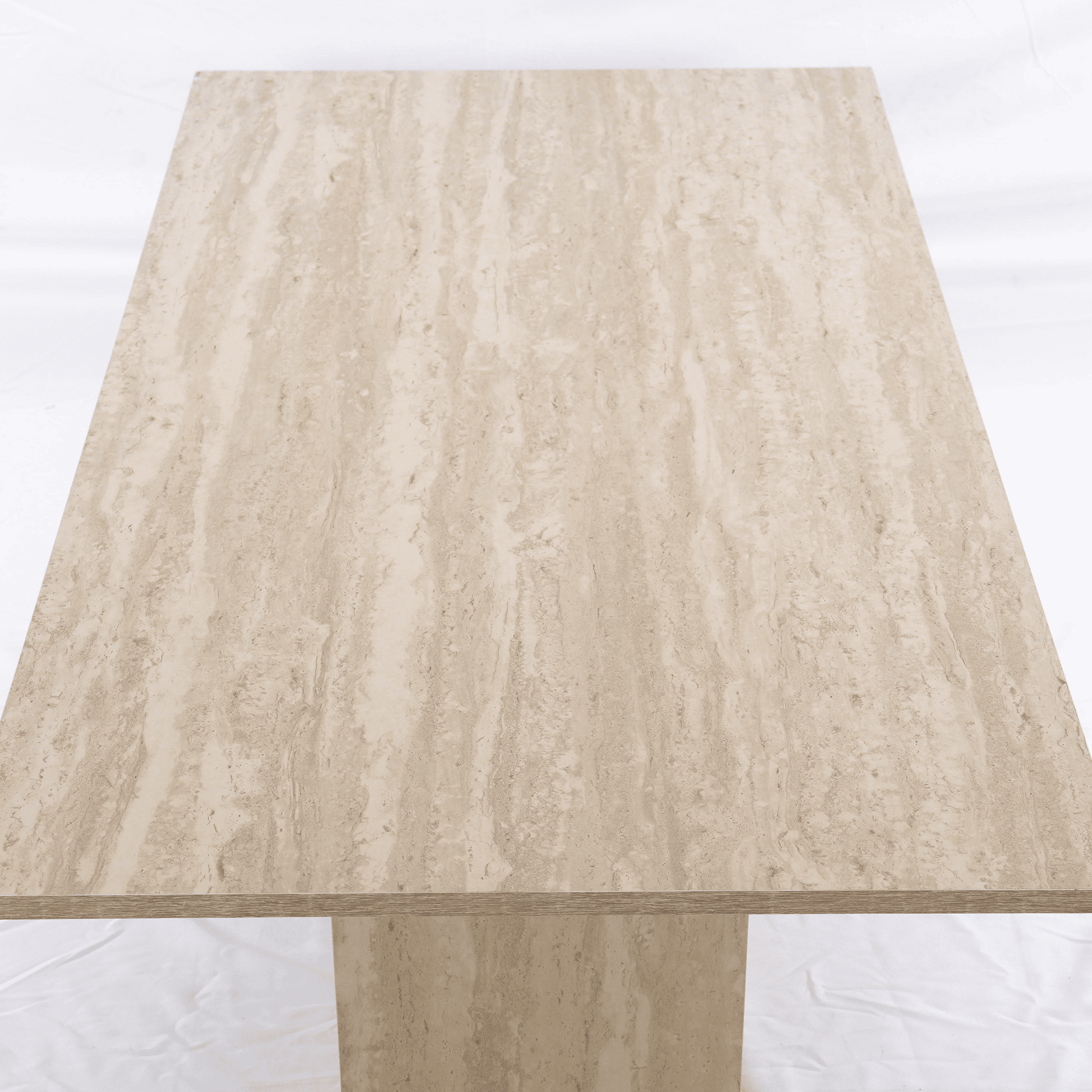 Guyou Coffee Table and End Table Set of 2 Modern Square Nesting Coffee Table Faux Marble Side Table Wooden Beige Travertine Finish for Living Room, Reception Room, Home Office