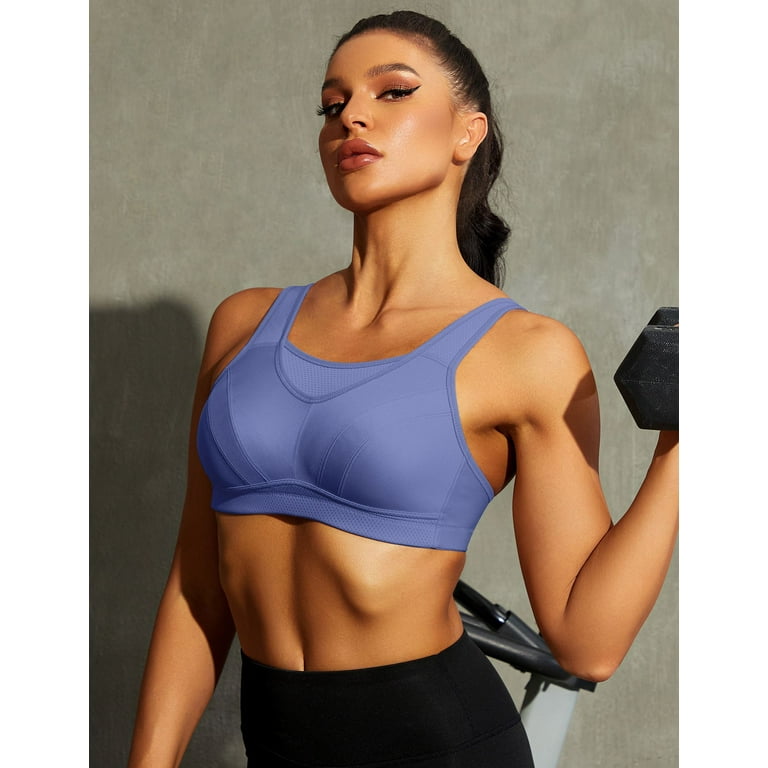 Wingslove Women's High Support Sports Bra Plus Size High Impact Wireless  Full Coverage Non Padded Bounce Control, Purple 40C 