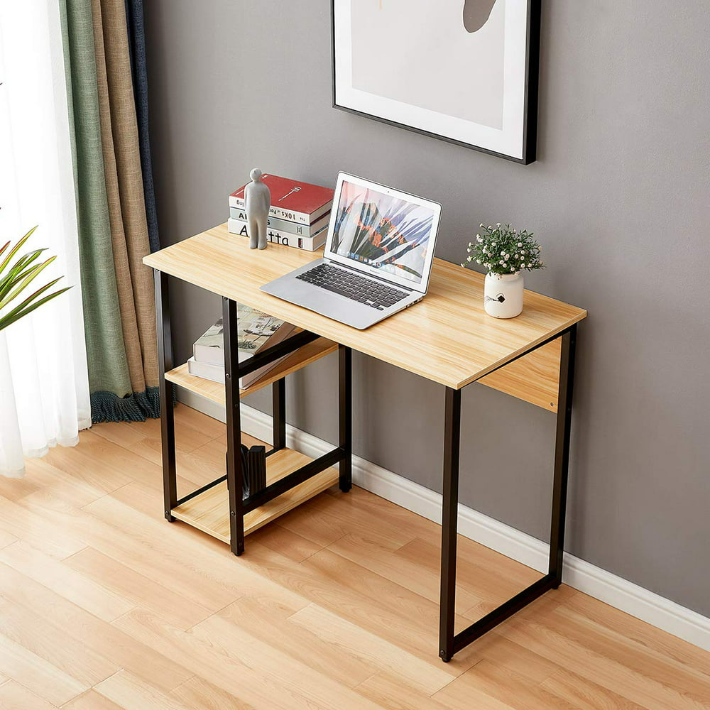 Computer Desk 39.4" Small Spaces Writing Desk with Storage Shelves for