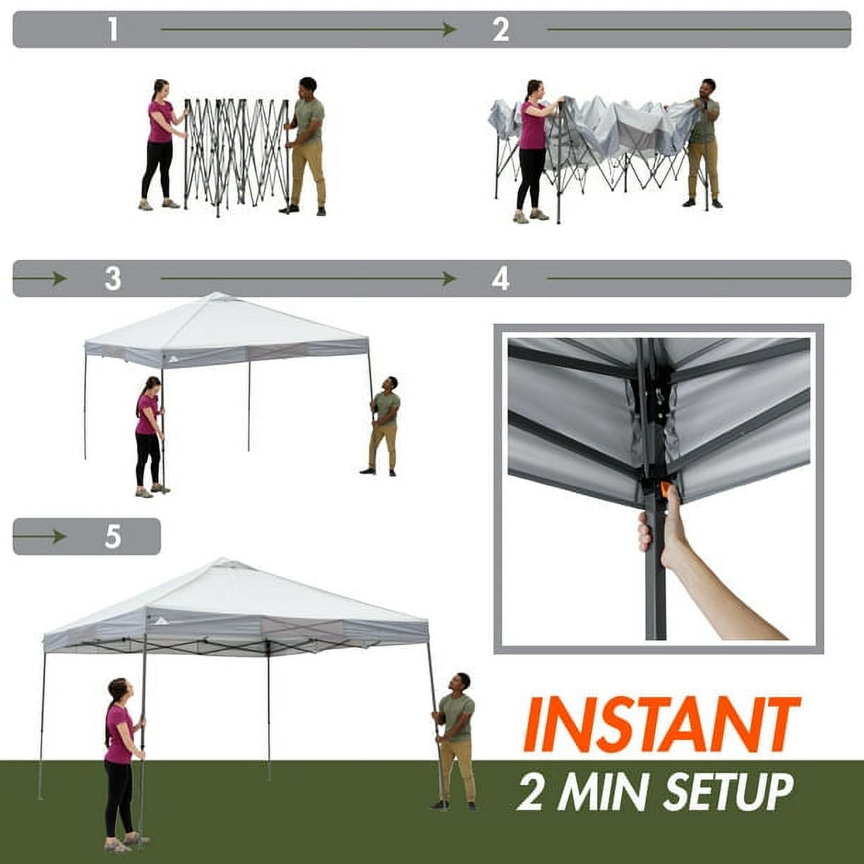 Ozark Trail 12 FT x 10 FT Instant Canopy, Gray