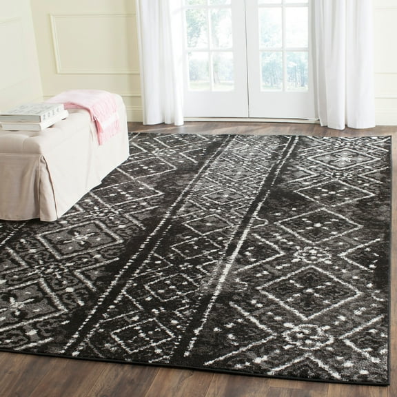 SAFAVIEH Adirondack Montague Geometric Area Rug, Black/Silver, 9' x 12'