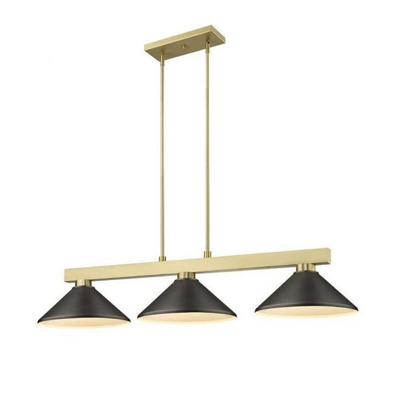 3 Light Billiard-10 inches Tall and 14.25 inches Wide-Bronze Shade Color Bailey Street Home 372-Bel-5172010