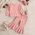 thumbnail image 6 of Toddler Outfits for Girls 2 Piece Floral Print Long Sleeve Crew Neck Top And Flare Trousers Outdoor Wear Baby Girls' Clothing Sets 6 Months-12 Months, 6 of 9