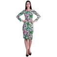 thumbnail image 2 of Moomaya Printed Full Sleeve Bodycon Dress for Women Scoop Neck Side Slit Casual Clothing, 2 of 8