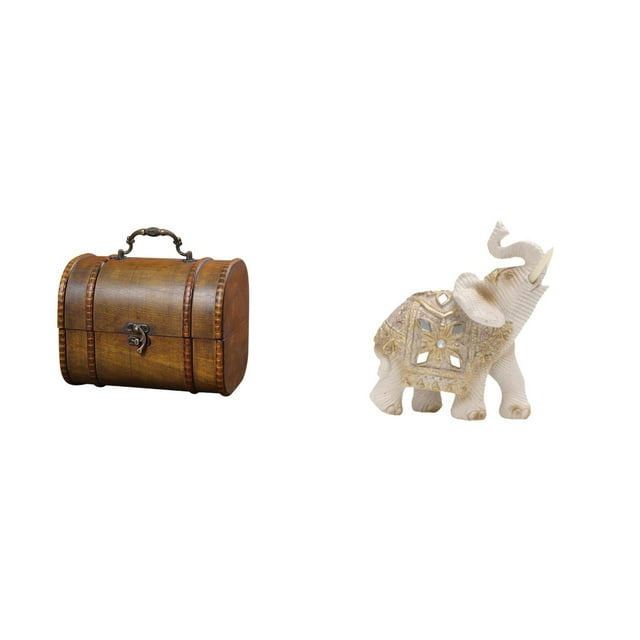 Estuche organizador de joyas,Organizador de joyas de madera para mujeres,hombres y niñas,Caja de almacenamiento decorativa con tapa abatible para guardar objetos pequeños.,Estatua de