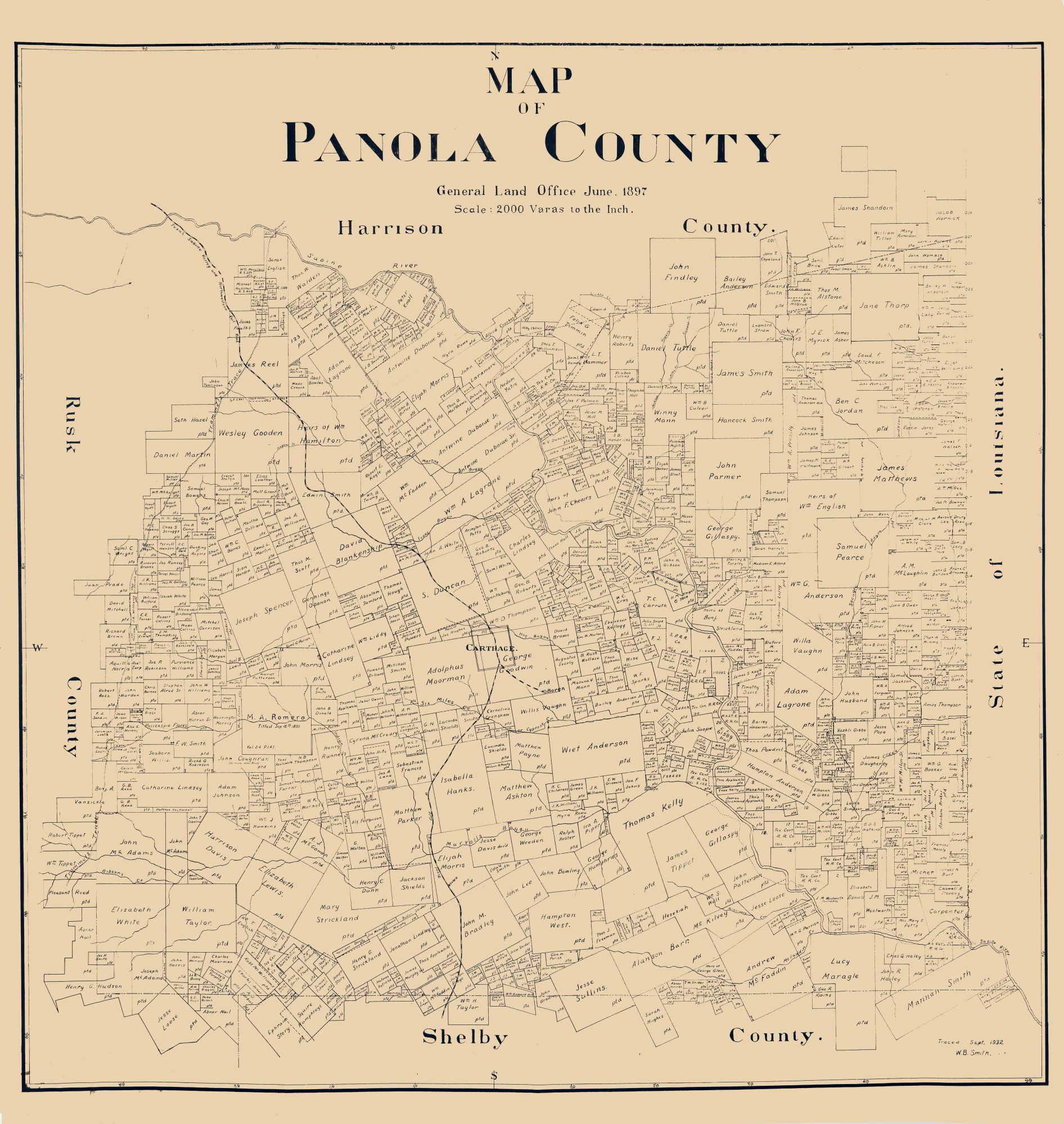 Panola County Texas - Smith 1897 - 23.00 x 24.31 - Matte Canvas -  Walmart.com