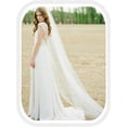 thumbnail image 1 of Cathedral Wedding Veil with Comb, 300 cm Length, 1 Tier Drop Style, Ivory Raw Cut, 1 of 5