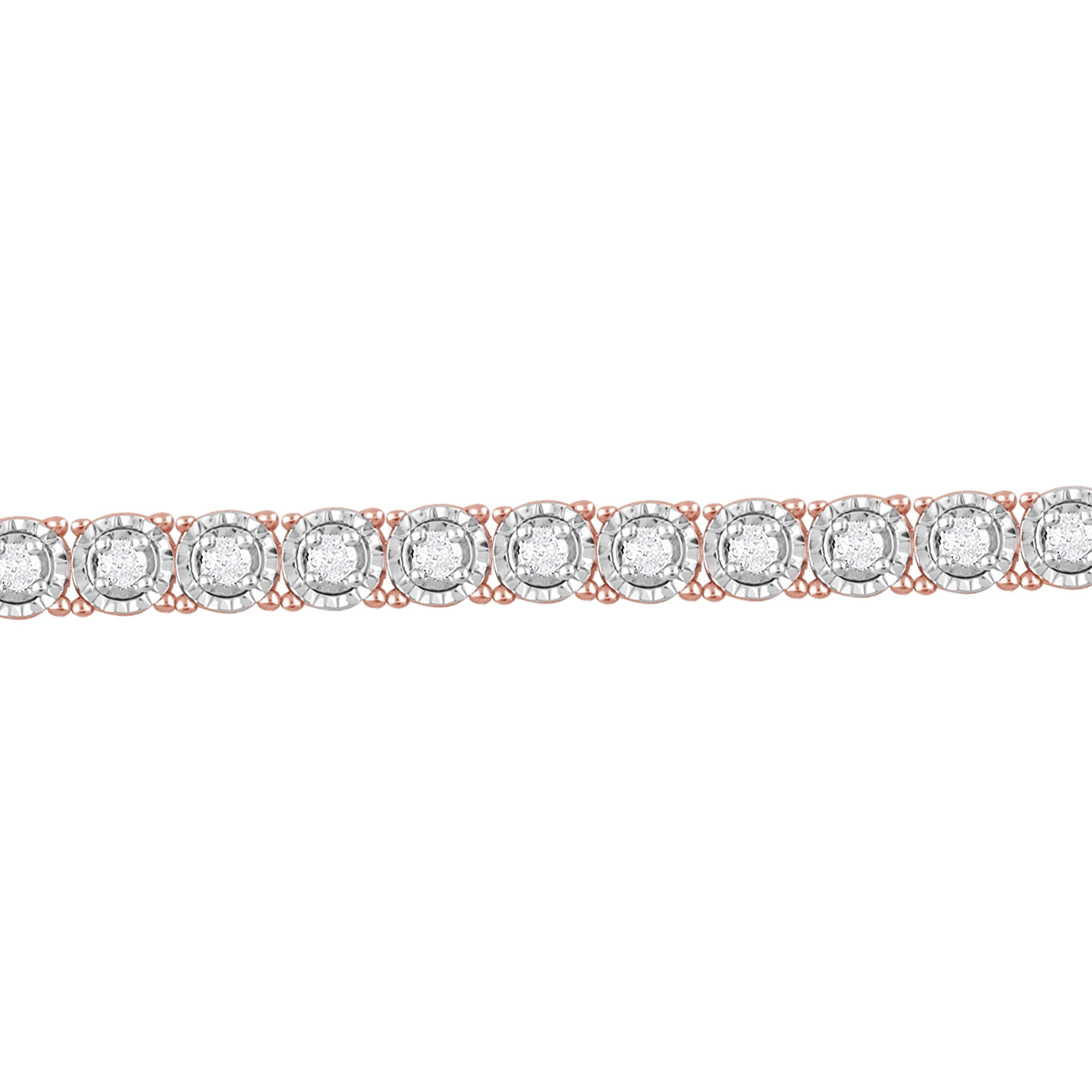 Arista 1.00 Carat T.W. Diamond Circle Link Tennis Bracelet in Pink Plated Sterling Silver (J, I3)