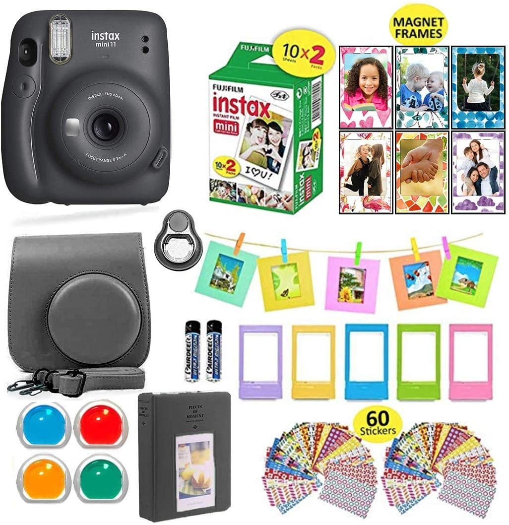 Fujifilm Instax Mini 11 Camera Bundle with 20 Instant Film Sheets, Carrying  Case, Color Filters, Photo Album, Stickers, and Accessories - Blush Pink