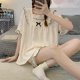 thumbnail image 1 of Pijamas con lazo para mujer, ropa de dormir con cuello cuadrado, conjunto de pantalones cortos de dos piezas, ropa de noche coreana, traje de casa con volantes, ropa de salón sólida, 1 of 4