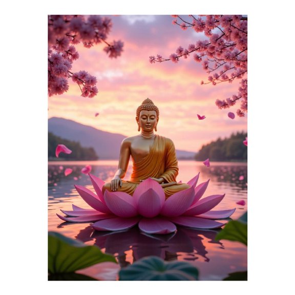 Diamond Art Kit for Adults, Lotus Blossom Sunset Serenity Diamond Painting for Adults Beginners, DIY Diamond Art Painting Kits, 5D Diamond Painting Crafts for Home Decor 12x16 Frameless