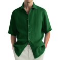thumbnail image 2 of Lumtrix Men's Short Sleeve Button Down Bowling Shirts Hawaiian Casual Printed Summer Regular Fit Shirt Army Green M, 2 of 4