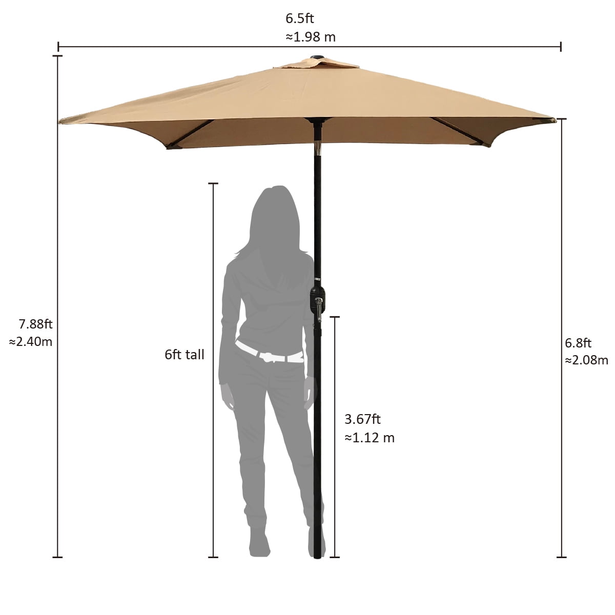 Abble 82 Inches Beige Rectangular Patio Umbrella, Air-Vented Top