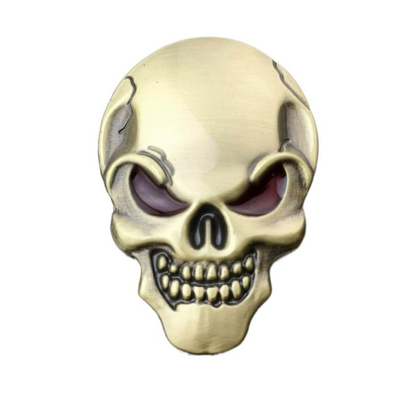 Bronze Skull 3D Metal Emblem Badge Decal for Car or Motorcycle – 1 Piece