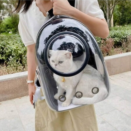 YFLXDMLYYSC Black Pet Space Capsule Backpack Small To Medium-Sized Cat Puppy Or Rabbit Carrying Bag Transparent Breathable Heat-Resistant and Waterproof