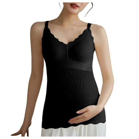 Mepaouo Maternity Tank Tops with Built in Bra Support Nursing Pregnancy Clothes Sleveless Camisoles