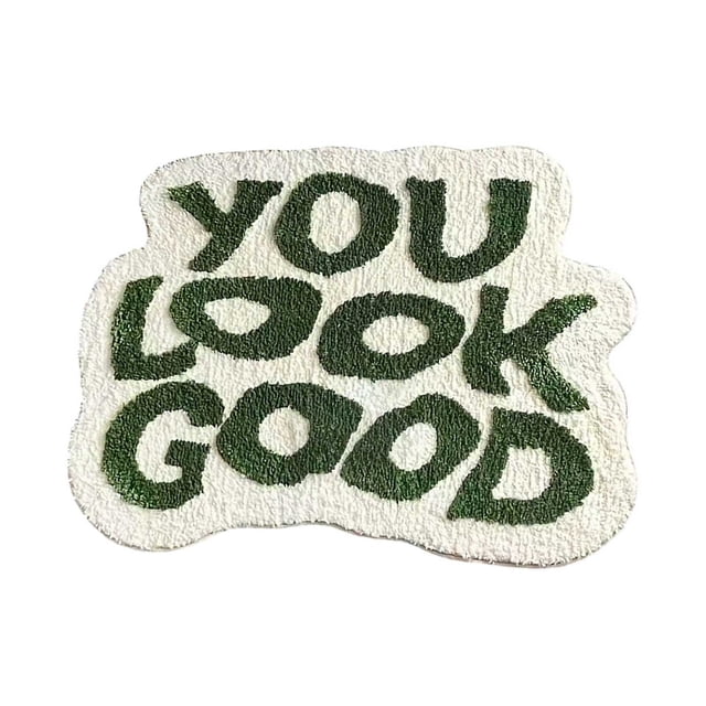 Mat With Contrast Letter Patterns Non Washable Highly Absorbent Area Rug for Bathroom Hallway Bedroom Use