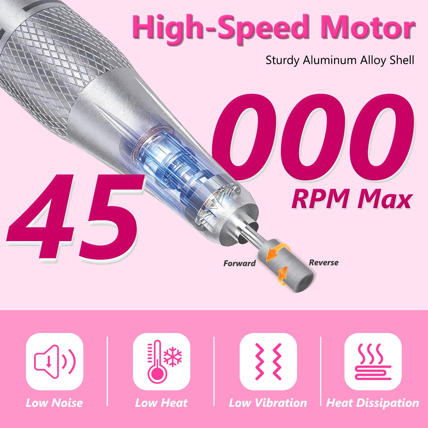 Imountek Portable Nail Drill Machine, 45000 RPM Professional Electric Nail File Kit with 11 Bits for Salon Home Manicure