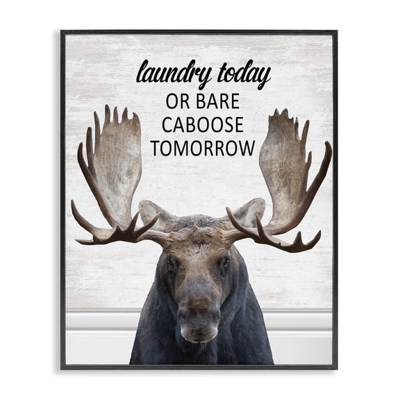 Stupell Industries Laundry Today Bare Caboose Tomorrow Quotes and Sayings Painting Black Framed Art Print Wall Art, 11 x 14
