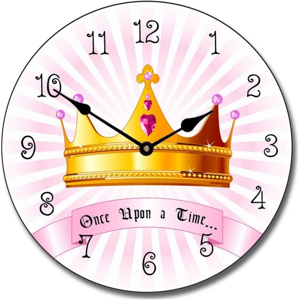 Princess Crown Wall Clock Beautiful Color, Silent Mechanism, Made in