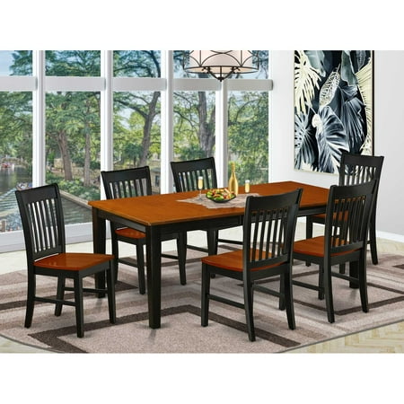 East West Furniture Dining Room Set Black & Cherry QUNO7-BCH-W
