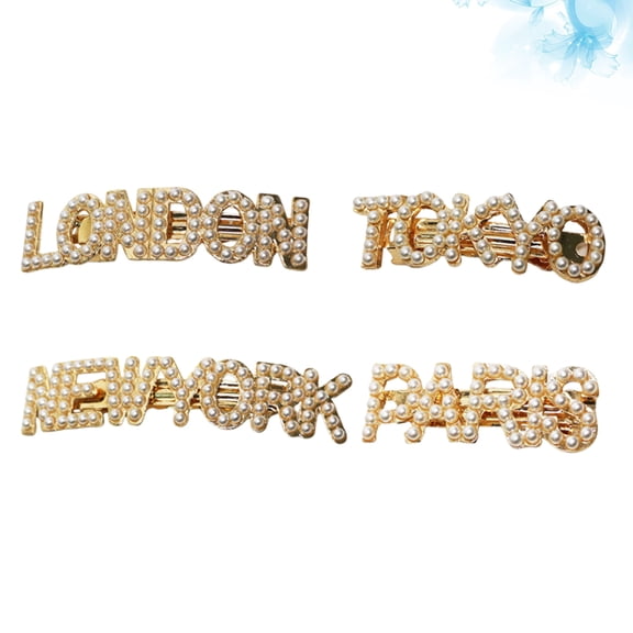 OUNONA 4Pcs Durable Hair Pins City Name Hair Barrettes Multi Color Party Headwear Accessory