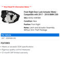 thumbnail image 2 of Front Right Door Lock Actuator Motor - Compatible with 2017 - 2018 BMW 230i, 2 of 2