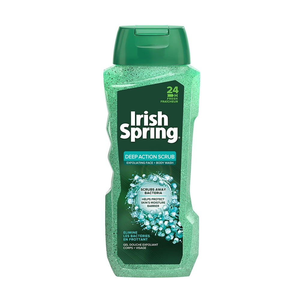 Irish Spring Deep Action Scrub Exfoliating Body Wash for Men 18 fluid