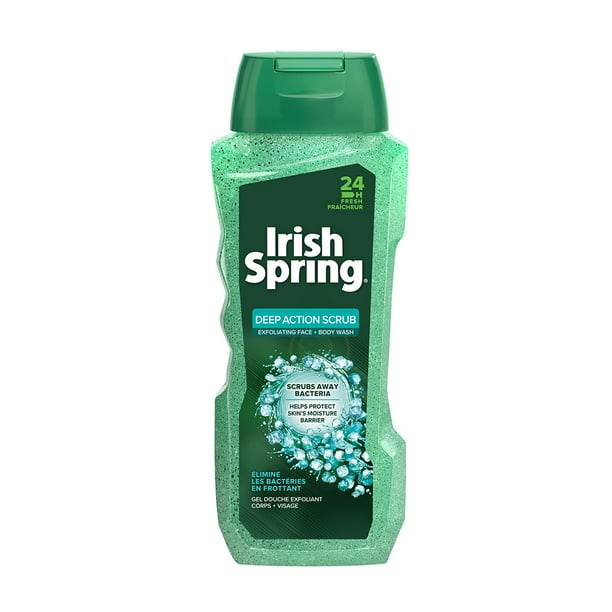 Irish Spring Deep Action Scrub Exfoliating Body Wash for Men 18 fluid