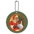 thumbnail image 1 of Christmas Holiday Jolly Santa and Child Round Luggage ID Tag Card Suitcase Carry-On, 1 of 8