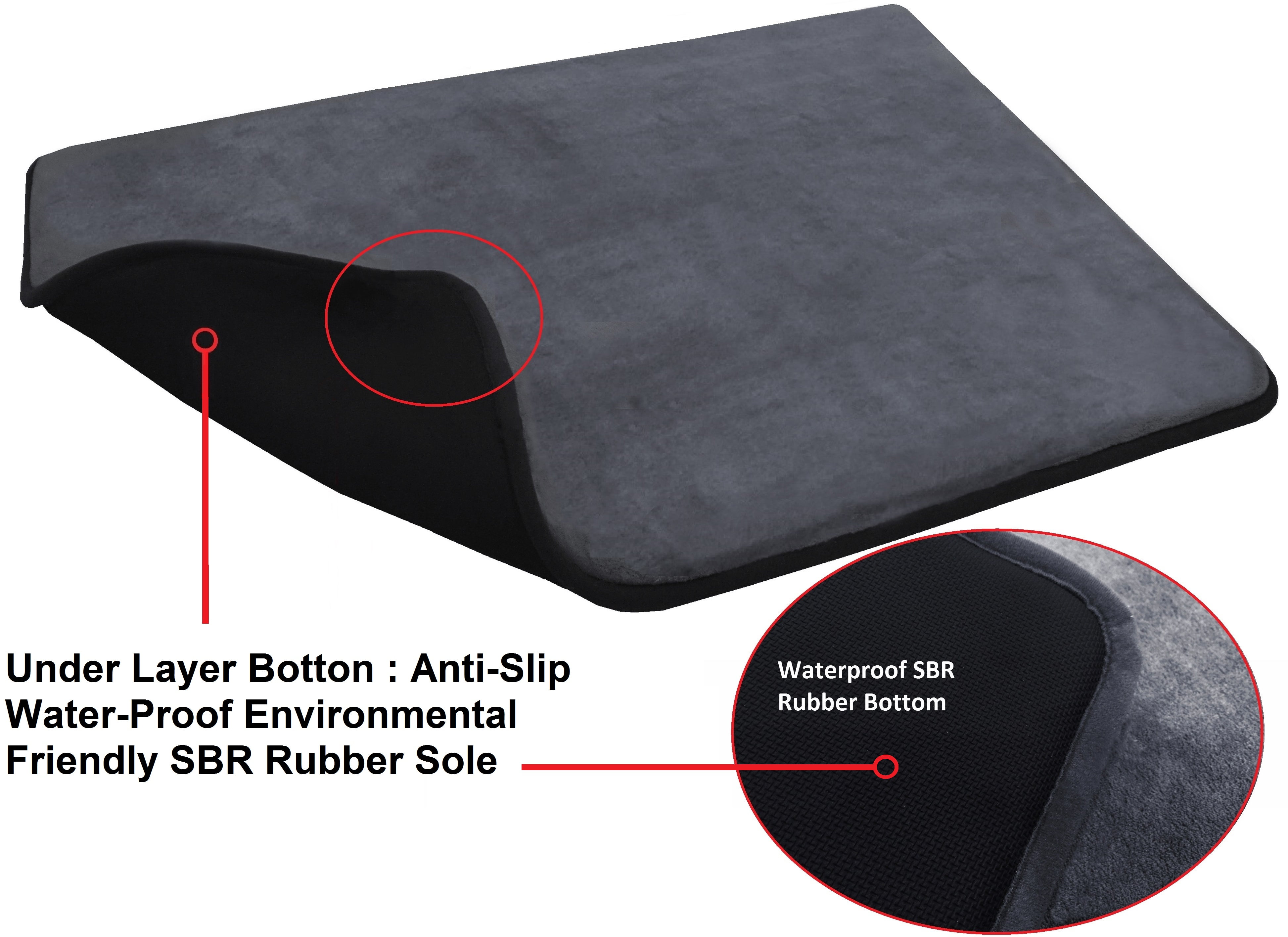 Dogbed4less XL Waterproof Memory Foam Pet Bed Mat Pillow Topper for Dog Crate or Area Rug, Gray