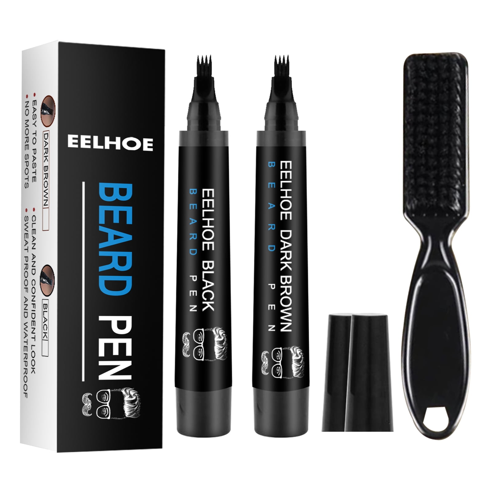 EELHOE Wild Bristle Lastics Care Brush Four Forks Head Beard Filler Pen Suit