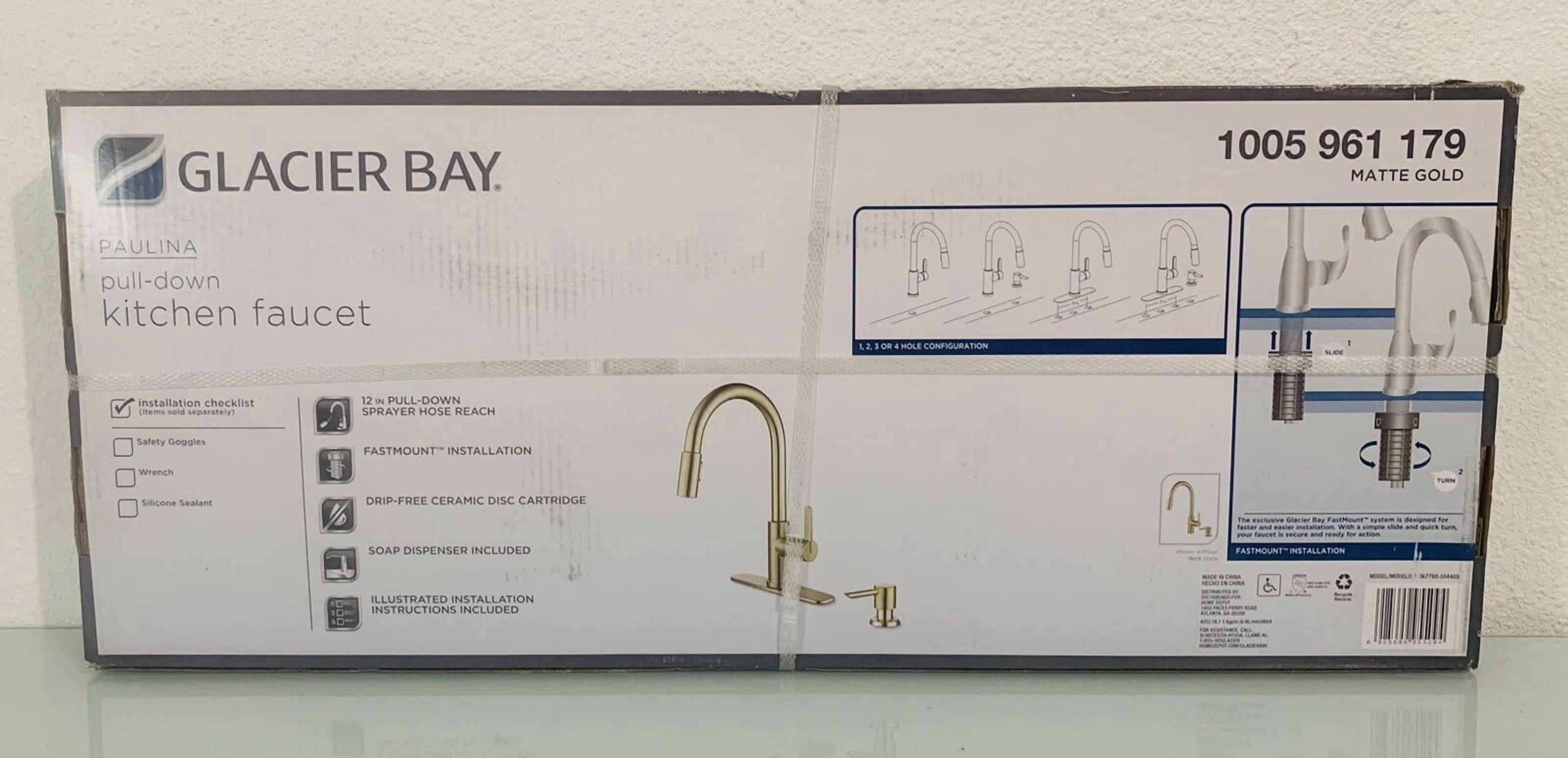Glacier Bay Paulina Single Handle Pull Down Sprayer Kitchen Faucet Matte Gold